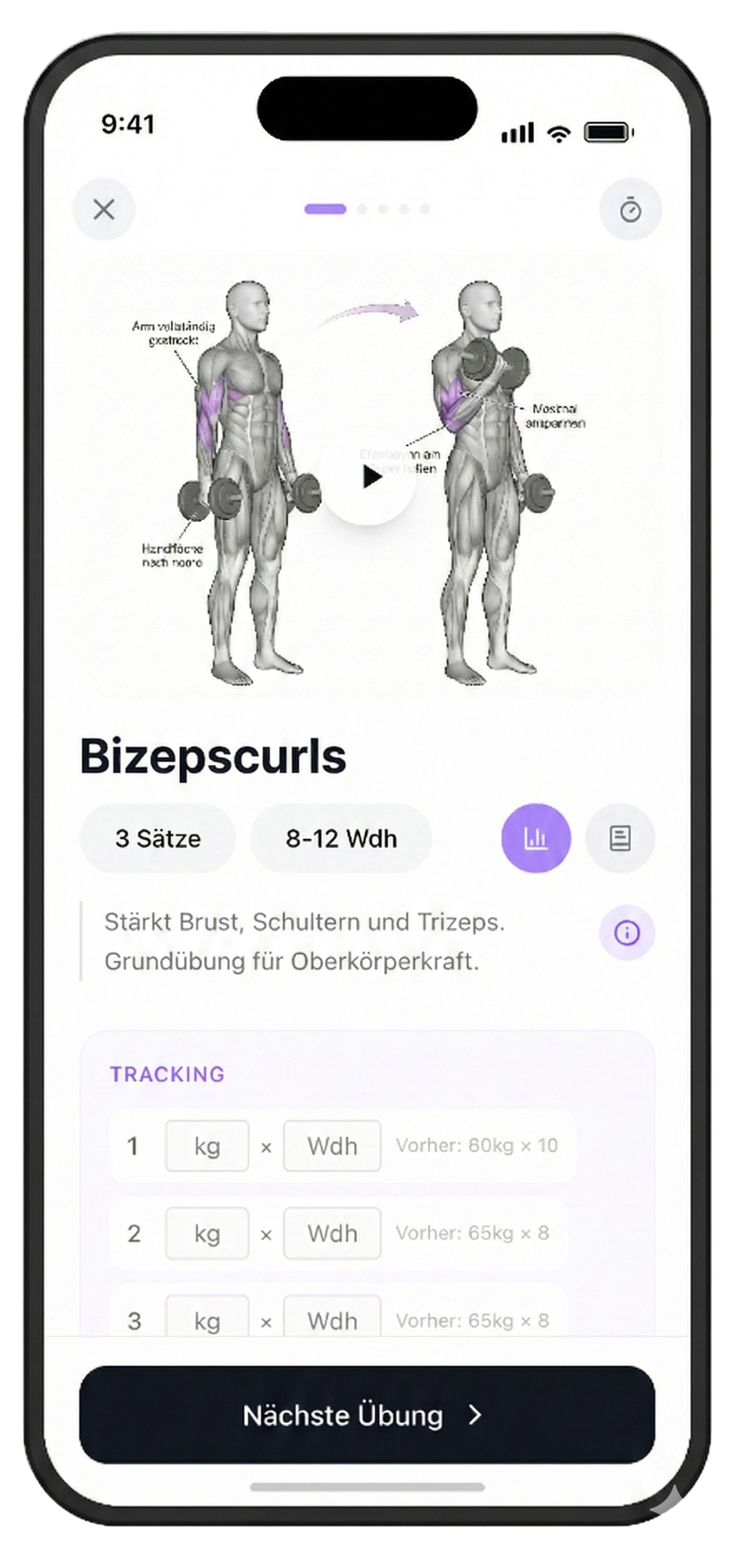 GymBuddy Exercise Screen